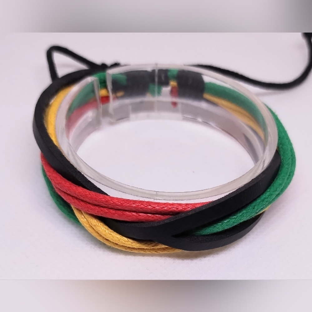 Men's Bracelet Leather Layered Rainbow New f65‎